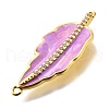 Brass Micro Pave Clear Cubic Zirconia Enamel Leaf Connector Charms KK-V011-25G-2