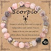 12 Constellations Natural Zebra Jasper Round Beaded with Enamel Heart Charm Bracelets WGB6967-10-1