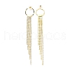 Clear Cubic Zirconia & Crystal Rhinestone Long Tassel Dangle Stud Earrings EJEW-C037-07G-LG-2