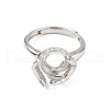 Rhodium Plated 925 Sterling Silver Micro Pave Clear Cubic Zirconia Adjustable Ring Components STER-NH0017-01P-2