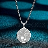 Stainless Steel Viking Moon Sun Tree of Life Flat Round Pendant Box Chain Necklaces PW-WG93B99-01-1
