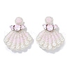 Shell Shape Glass Seed Beads Dangle Stud Earrings EJEW-S273-02-4