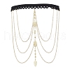 Brass Layered Leaf Tassel Thigh Leg Chains AJEW-AN00656-5
