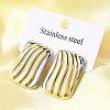 Rectangle 304 Stainless Steel Two Tone Stud Earrings EJEW-D308-10B-PG-5