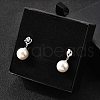 925 Sterling Silver Clear Cubic Zirconia Heart with Round Dangle Stud Earrings EJEW-L300-05P-2