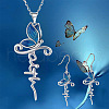 Butterfly Alloy Enamel Pendant Necklaces & Dangle Earrings Sets FS-WGE0CC2-01-1