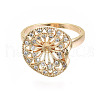 Brass Micro Pave Clear Cubic Zirconia Peg Bails Cuff Finger Ring Settings KK-S354-284-NF-2