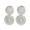 Oval Brass Pave Clear Cubic Zirconia Dangle Stud Earrings EJEW-M258-29P-1