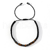 Adjustable Morse Code Natural Tiger Eye & Non-magnetic Synthetic Hematite Beads Braided Bracelets EN1983-5