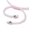 Curved Rectangle Natural Rose Quartz Adjustable Nylon Cord Braided Bead Bracelets for Women Men BJEW-JB10280-01-3
