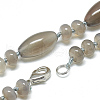 Natural Grey Agate Beaded Necklaces NJEW-S388-21-2