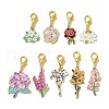9Pcs 9 Styles Flower Alloy Enamel Pendant Decorations HJEW-JM02644-2