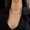 Star Stainless Steel with Natural Shell Double Layer Pendant Necklaces for Women WGBAFA5-01-2