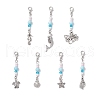 7Pcs Ocean Theme Alloy Charm & Glass Beads Pendant Decorations HJEW-JM03157-2