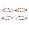 Natural Pearl & Glass Triangle Beaded Stretch Bracelet for Women BJEW-JB08230-1