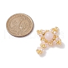 Natural Rose Quartz & Glass & Brass Beaded Pendants PALLOY-MZ00266-03-2
