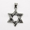 Retro Men's 304 Stainless Steel Star of David Pendants STAS-O044-60-1