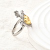 Brass Micro Pave Cubic Zirconia Cuff Rings for Women RJEW-F184-01B-GP-4