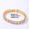 Brass Rhinestone 2-Strand Rectangle Link Bracelets for Women XO6953-6-1