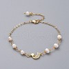 Natural Pearl Link Bracelets BJEW-JB04884-1