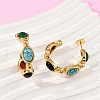 304 Stainless Steel Synthetic Turquoise & Synthetic Agate Stud Earrings EJEW-M105-01G-1