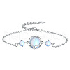 Flat Round with Antler Shape Brass Natural Moonstone Link Bracelets WG9EF84-03-2