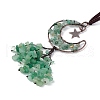 Natural Green Aventurine Moon with Chips Tassel Pendant Decorations G-L524-07R-B06-3