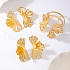 Ginkgo Leaf Alloy Cuff Bangle & Cuff Ring & Stud Earring FS-WGAADEF-01-3