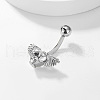 Fashionable Stainless Steel Clear Cubic Zirconia Wing Heart Curved Barbell Belly Button Rings DH4115-4