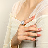 Fashionable 304 Stainless Steel & Glass Finger Rings for Women FS-WG90577-01-1