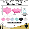 BENECREAT 12Pcs 6 Colors Halloween Ghost Food Grade Eco-Friendly Silicone Beads with 50Pcs Plastic Knitting Stitch Marker Rings SIL-BC0001-10-2