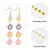 ANATTASOUL 3 Pairs 3 Colors Enamel Daisy Flower Dangle Earrings EJEW-AN0001-41-3