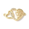 Brass Micro Pave Cubic Zirconia Heart Connector Charms KK-A252-28G-03-1