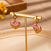 Stainless Steel Enamel Heart Hoop Earrings JM4431-5