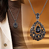Teardrop Alloy Jet Rhinestone Pendant Long Necklaces for Women FS-WG6712B-07-2