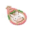 7Pcs 7 Styles Easter Theme Glass Seed Beaded Teardrop with Rabbit Carrot Pendants PALLOY-MZ00580-4