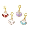Alloy Enamel Shell Shape Pendant Decorations HJEW-JM03252-2