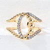 Brass Micro Pave Cubic Zirconia Adjustable Cuff Rings RJEW-D313-08PG-1