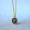 Alloy Black Enamel Disc with Initial Pendant Necklaces for Women WGEDF6F-06-1