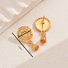 Vintage Flat Round Coin Brass Stud Earrings QH3726-3