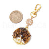 Natural Tiger Eye Chips Beads & Alloy Tree of Life Pendant Decorations HJEW-JM03129-05-3