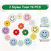 ARRICRAFT Flat Round with Smiling Face & Daisy Flower Computerized Towel Embroidery Cloth Iron on/Sew on Patches DIY-AR0003-29-2