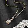 Brass Micro Pave Clear Cubic Zirconia Teardrop Pendant Neckalces for Women NJEW-S448-13G-2