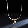 316 Surgical Stainless Steel Initial Pendant Flat Snake Chain Necklaces for Women WGC1053-16-1