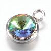 304 Stainless Steel Glass Rhinestone Charms STAS-G082-12-2