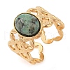 Oval Natural African Turquoise(Jasper) Finger Rings RJEW-Z057-13G-01-1