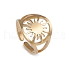 Ion Plating(IP) 304 Stainless Steel Sun Open Cuff Rings for Women RJEW-G285-24G-1