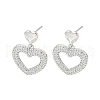Heart Rack Plating Brass Micro Pave Cubic Zirconia Dangle Stud Earrings EJEW-F331-24P-1