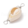 6Pcs 6 Styles Natural Cowrie Shell Copper Wire Wrapped Star & Heart & Round Links PALLOY-JF02940-5