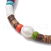 Adjustable Synthetic Turquoise Heishi & Natural Sea Shell & Coconut & Cultured Freshwater Pearl Beaded Braided Bead Bracelets for Women BJEW-JB11543-3